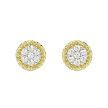 LADIES EARRINGS 0.20CT ROUND DIAMOND 14K YELLOW GOLD