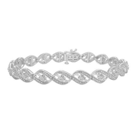 Women�S 0.25CT Round Diamond Fashion Bracelet In Sterling Silver White Elegant Diamond Infinity Bracelet