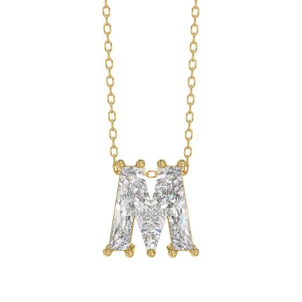 14K YELLOW GOLD 1 5/8CT FANCY CUT ALPHABET DIAMOND LADIES PENDANT WITH CHAIN
