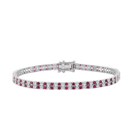 14K WHITE GOLD 5 3/4CT ROUND/RUBY ROUND DIAMOND LADIES BRACELET (RUBY ROUND DIAMOND 2 3/4CT)