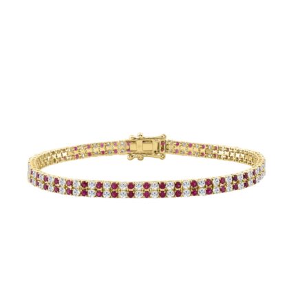 14K YELLOW GOLD 5 3/4CT ROUND/RUBY ROUND DIAMOND LADIES BRACELET (RUBY ROUND DIAMOND 2 3/4CT)
