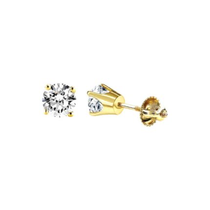 14K Yellow Gold Round Diamond Stud Earrings 0.50CT Elegant Women�S Diamond Jewelry