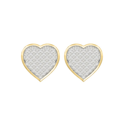 Yuva Brand 10K Yellow Gold  0.25Ct Round Diamond Heart Shaped Earrings Stylish Women Diamond Fashion Earrings