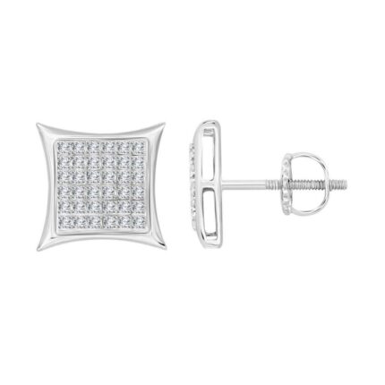 Sterling Silver 0.25Ct Round Diamond Kite Design Cluster Earrings Elegant Yuva Fashion Earrings
