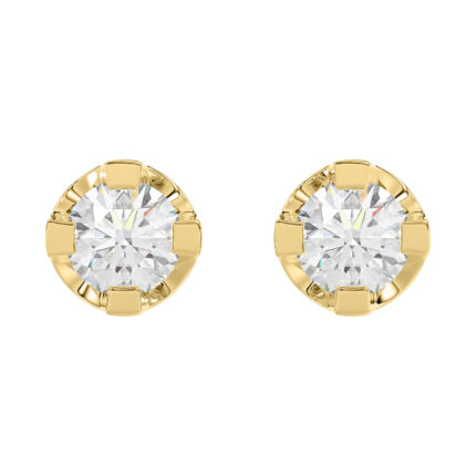 Elegant 14K Yellow Gold Diamond Solitaire Earrings 0.15CT Round Diamond Jewelry For Women