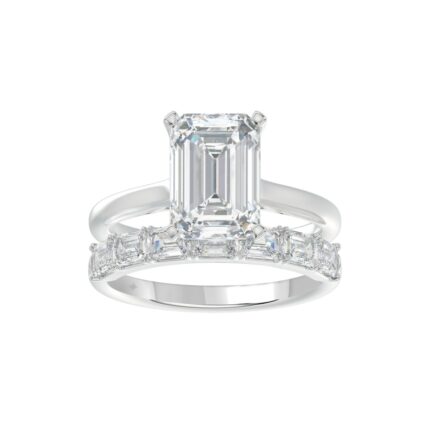 14K WHITE GOLD 3 7/8CT ROUND/EMERALD DIAMOND LADIES BRIDAL SET (CENTER STONE EMERALD DIAMOND 2 1/2CT)