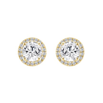 14K YELLOW GOLD 2 1/4CT ROUND DIAMOND LADIES EARRINGS