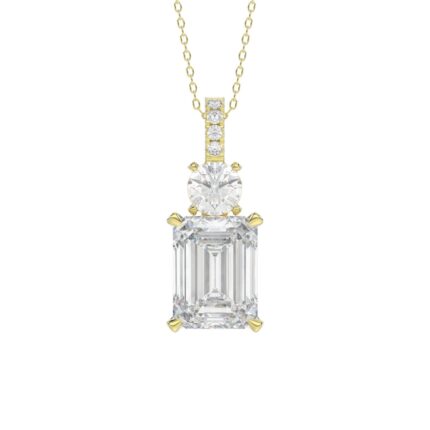 LADIES PENDANT 1 3/4CT ROUND/EMERALD DIAMOND 14K YELLOW GOLD (CENTER STONE EMERALD DIAMOND 1 1/2CT)