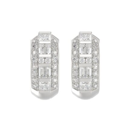 14K WHITE GOLD 1.00CT ROUND/PRINCESS/BAGUETTE DIAMOND LADIES EARRINGS