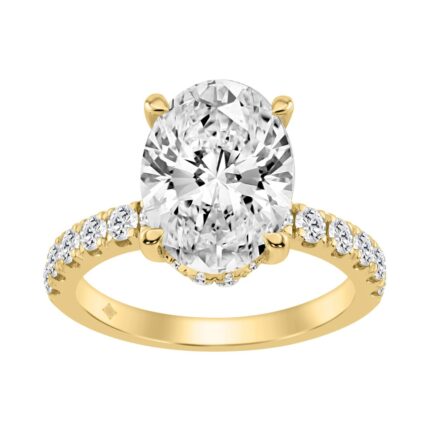 14K YELLOW GOLD 4 3/4CT ROUND/OVAL DIAMOND LADIES RING (CENTER STONE OVAL DIAMOND 4CT)