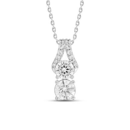 14K WHITE GOLD 1 1/2CT ROUND DIAMOND LADIES PENDANT WITH CHAIN