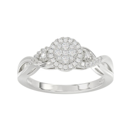 Sterling Silver 0.25Ct Round Diamond Halo Cluster Ring For Women Engagement Promise Ring Gift For Her