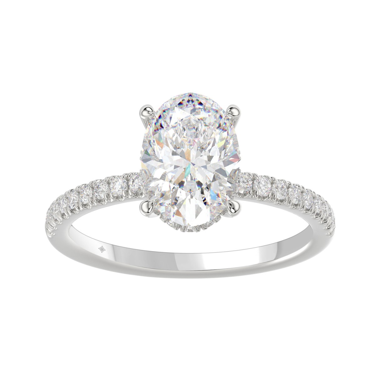 14K WHITE GOLD 2 1/5CT ROUND/OVAL DIAMOND LADIES RING (CENTER STONE OVAL DIAMOND 2CT) 1 14K WHITE GOLD 2 1/5CT ROUND/OVAL DIAMOND LADIES RING (CENTER STONE OVAL DIAMOND 2CT) - Image 1