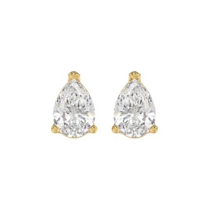 LADIES SOLITAIRE EARRINGS 4.00CT PEAR DIAMOND 14K YELLOW GOLD