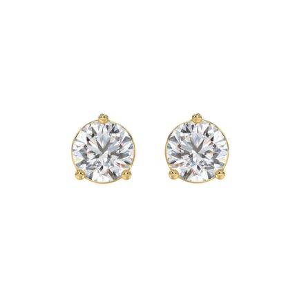 LADIES SOLITAIRE EARRINGS 4CT ROUND DIAMOND 14K YELLOW GOLD (CENTER STONE ROUND DIAMOND 2CT )