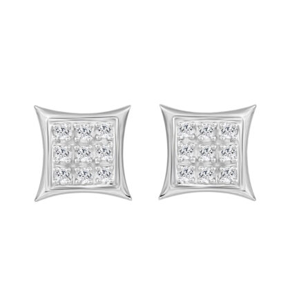 Sterling Silver Diamond Yuva Stud Earrings For Women 0.05 Ct Round Cut Minimal Everyday Earrings