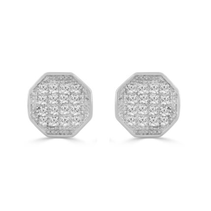 Elegant 0.10Ct Round Diamond Yuva Stud Earrings In Sterling Silver Stylish Ladies Everyday Jewelry