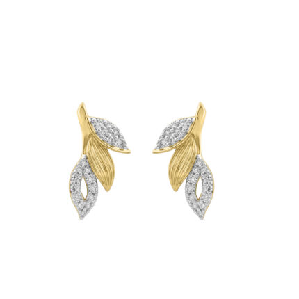 Luxury Ladies 10K Yellow Gold Fashion Earrings 0.25Ct Round Diamond