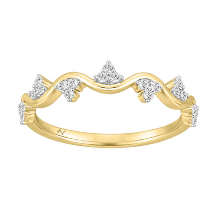 Elegant 10K Yellow Gold Ladies Engagement Band With 0.16Ct Round Diamond