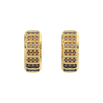LADIES HOOPS EARRING 0.50CT ROUND/ROUND DARK BROWN DIAMOND 10K YELLOW GOLD