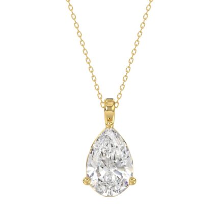 LADIES SOLITAIRE PENDANT 4CT PEAR DIAMOND 14K YELLOW GOLD