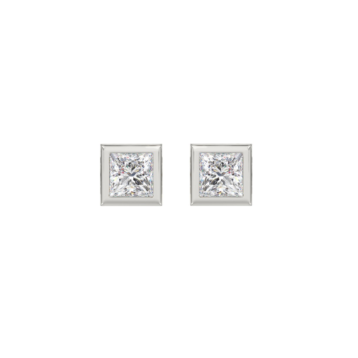 LADIES SOLITAIRE EARRINGS 1CT PRINCESS DIAMOND 14K WHITE GOLD 1 LADIES SOLITAIRE EARRINGS 1CT PRINCESS DIAMOND 14K WHITE GOLD - Image 1