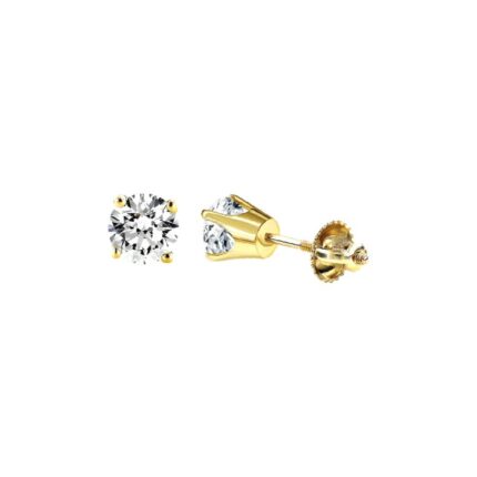 14K Yellow Gold Round Diamond Stud Earrings 0.25CT Elegant Women�S Diamond Jewelry