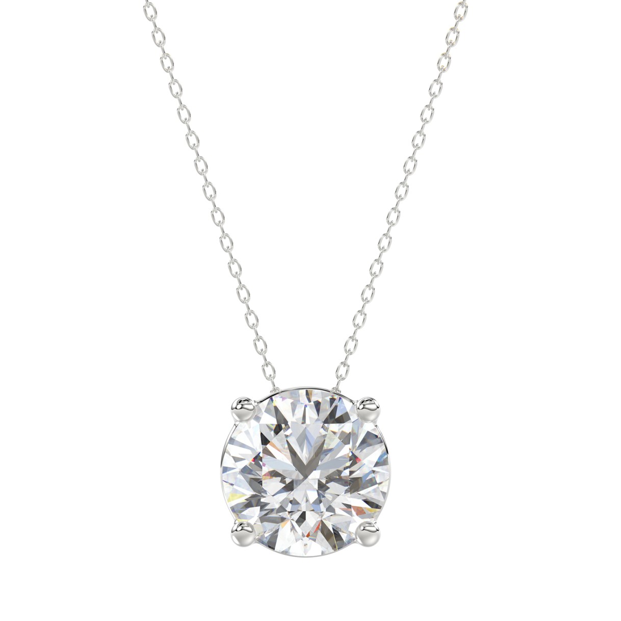LADIES SOLITAIRE PENDANT WITH UNDER-PASS CHAIN 3CT ROUND DIAMOND 14K WHITE GOLD 1 LADIES SOLITAIRE PENDANT WITH UNDER-PASS CHAIN 3CT ROUND DIAMOND 14K WHITE GOLD - Image 1