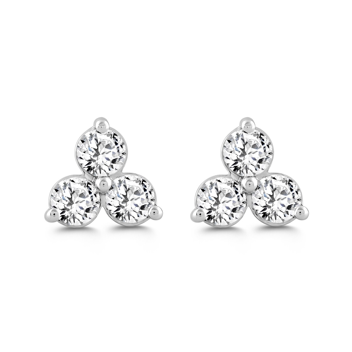 LADIES EARRINGS 1CT ROUND DIAMOND 14K WHITE GOLD 1 LADIES EARRINGS 1CT ROUND DIAMOND 14K WHITE GOLD - Image 1
