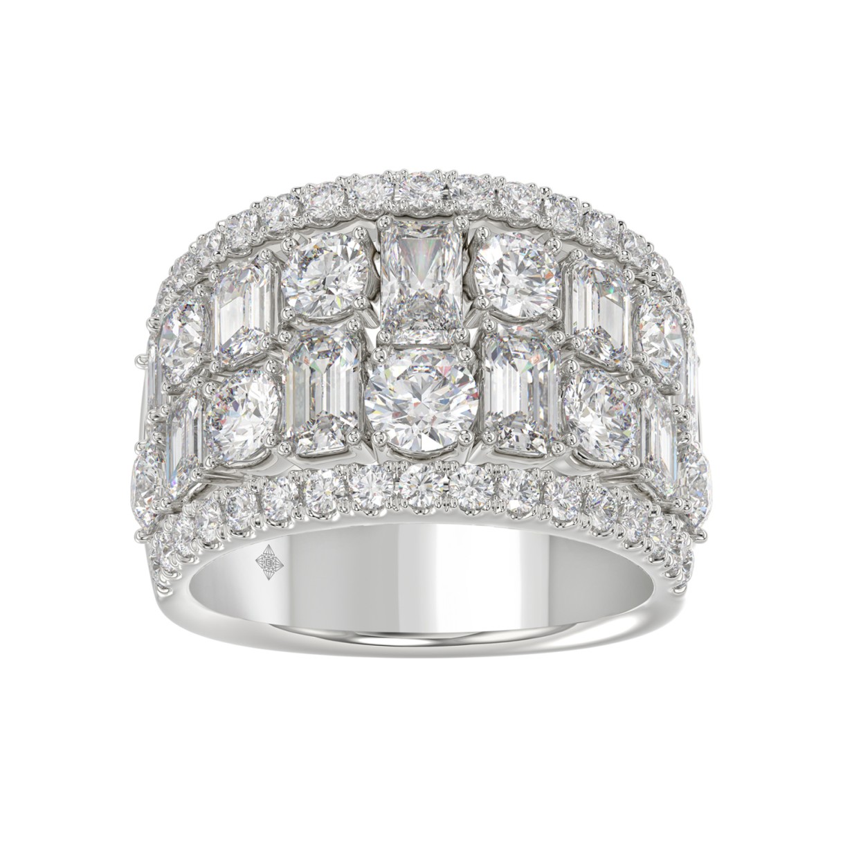 14K WHITE GOLD 5.00CT ROUND/EMERALD DIAMOND LADIES BAND 1 14K WHITE GOLD 5.00CT ROUND/EMERALD DIAMOND LADIES BAND - Image 1