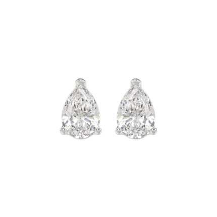 LADIES SOLITAIRE EARRINGS 2 1/2CT PEAR DIAMOND 14K WHITE GOLD