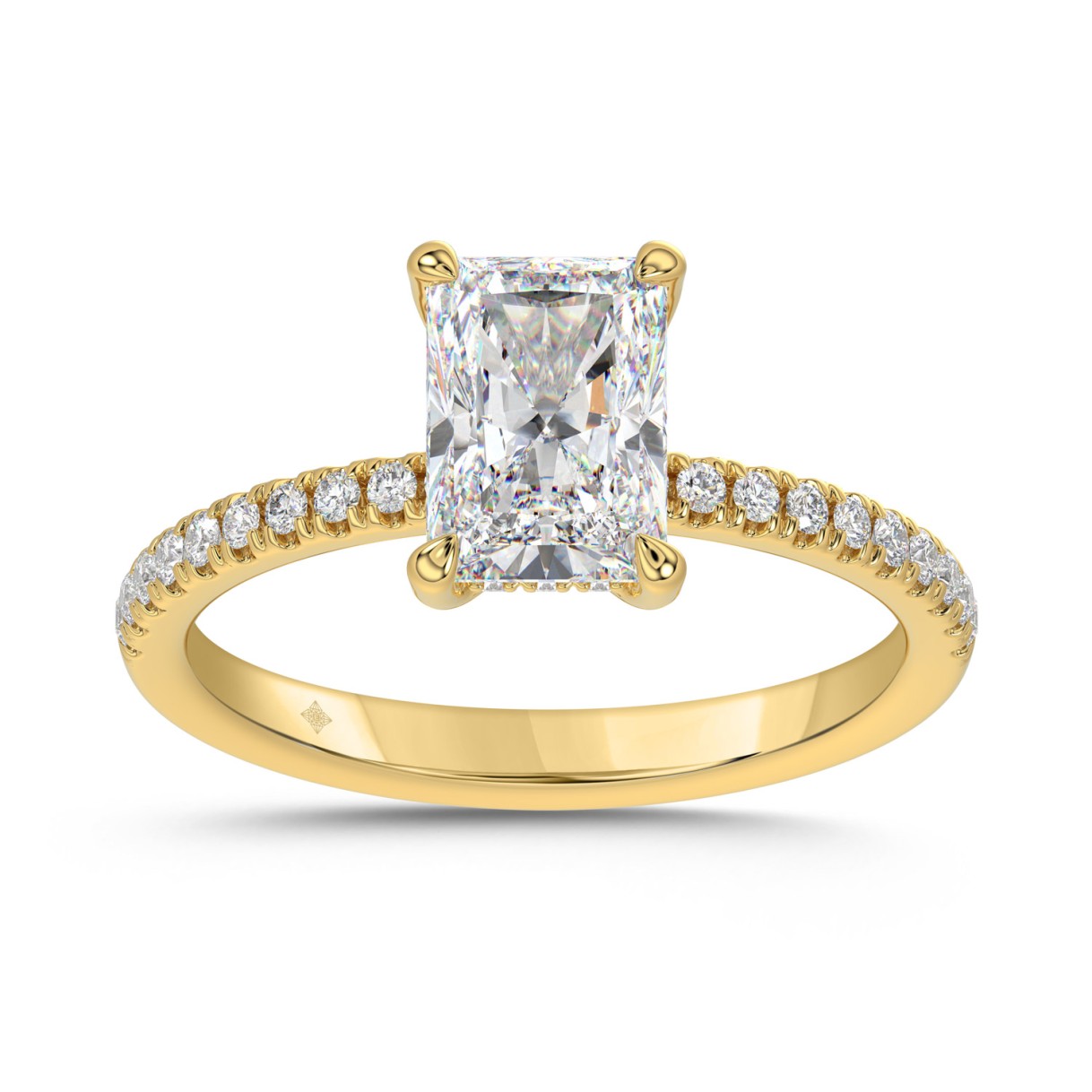 14K YELLOW GOLD 1 3/4CT ROUND/RADIANT DIAMOND LADIES RING (CENTER STONE RADIANT DIAMOND 1 1/2CT) 1 14K YELLOW GOLD 1 3/4CT ROUND/RADIANT DIAMOND LADIES RING (CENTER STONE RADIANT DIAMOND 1 1/2CT) - Image 1
