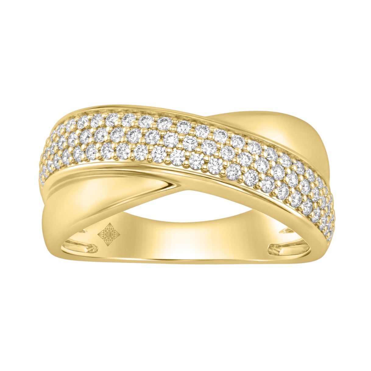 Elegant 10K Yellow Gold Lab Grown Diamond Ladies Ring 1/2Ct Round Cut Crossover Engagement Design (Color F-G -Clarity Vs1/Vs2) 1 Elegant 10K Yellow Gold Lab Grown Diamond Ladies Ring 1/2Ct Round Cut Crossover Engagement Design (Color F-G -Clarity Vs1/Vs2) - Image 1