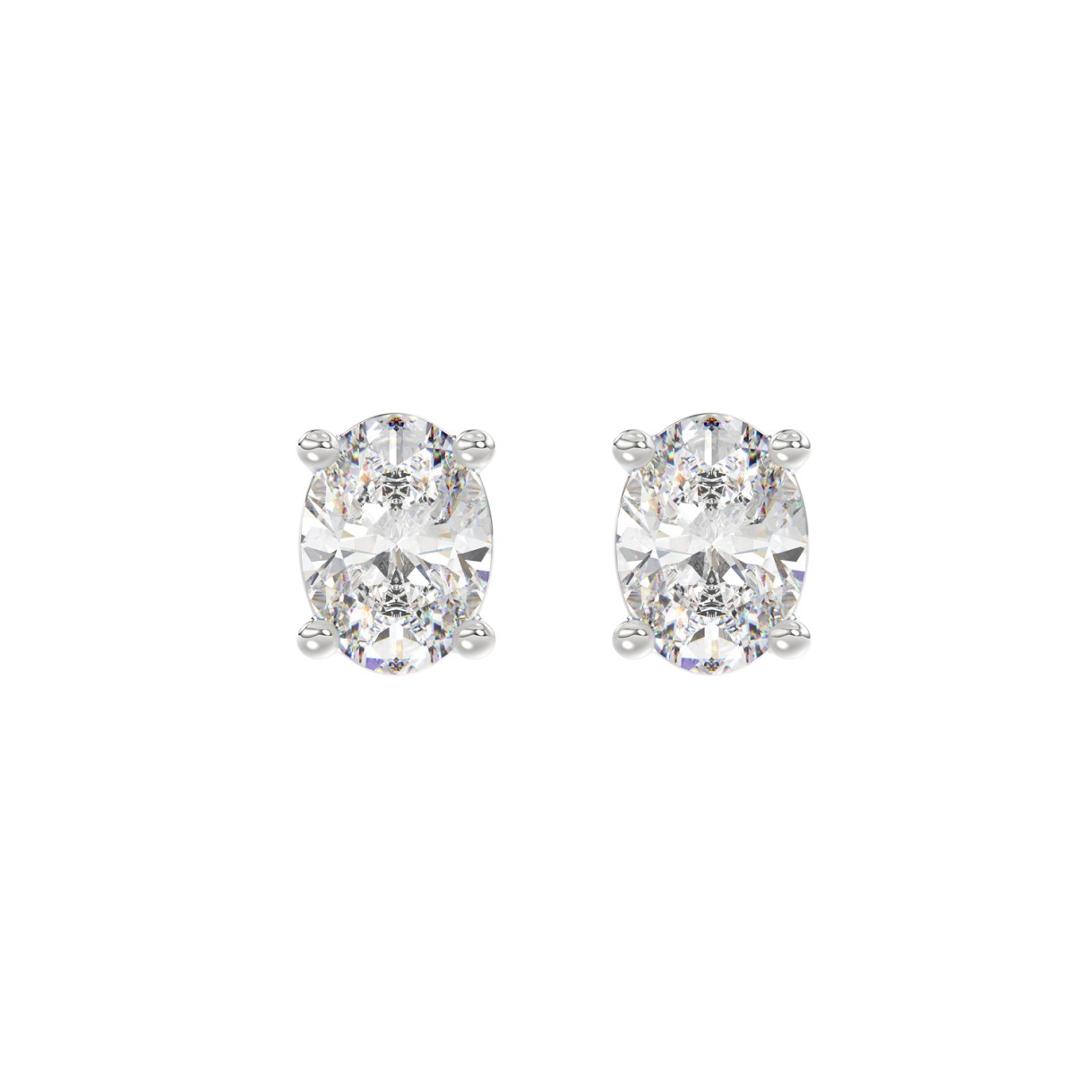 LADIES SOLITAIRE EARRINGS 2 1/2CT OVAL DIAMOND 14K WHITE GOLD 1 LADIES SOLITAIRE EARRINGS 2 1/2CT OVAL DIAMOND 14K WHITE GOLD - Image 1