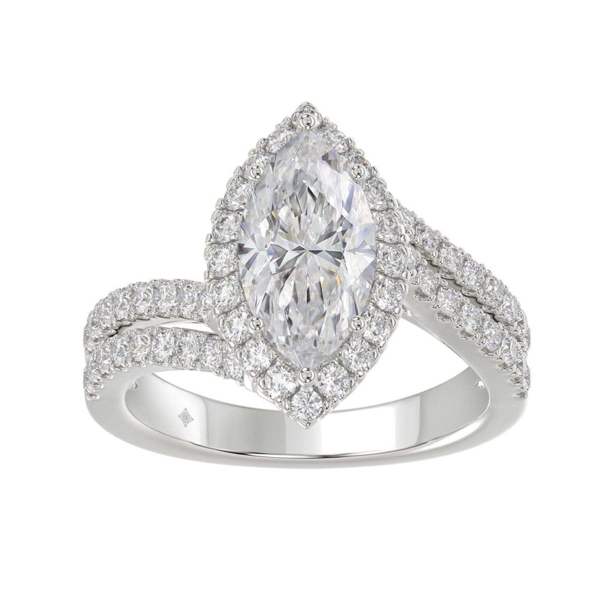 14K WHITE GOLD 2 3/4CT ROUND/MARQUISE DIAMOND LADIES RING (CENTER STONE MARQUISE DIAMOND 2CT) 1 14K WHITE GOLD 2 3/4CT ROUND/MARQUISE DIAMOND LADIES RING (CENTER STONE MARQUISE DIAMOND 2CT) - Image 1