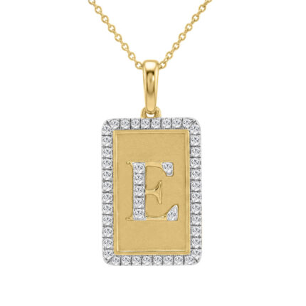 10K Yellow Gold letter 'E' Fashion Pendant With Chain - 0.20 CT Round Diamond Ladies Jewelry Gift