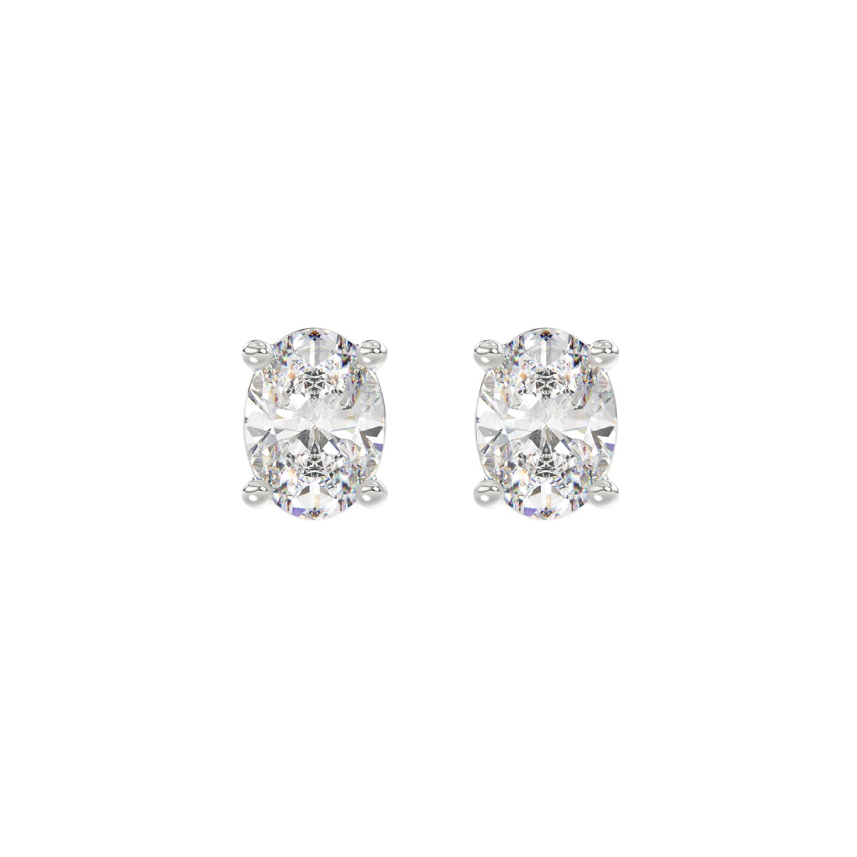 LADIES SOLITAIRE EARRINGS 2CT OVAL DIAMOND 14K WHITE GOLD 1 LADIES SOLITAIRE EARRINGS 2CT OVAL DIAMOND 14K WHITE GOLD - Image 1
