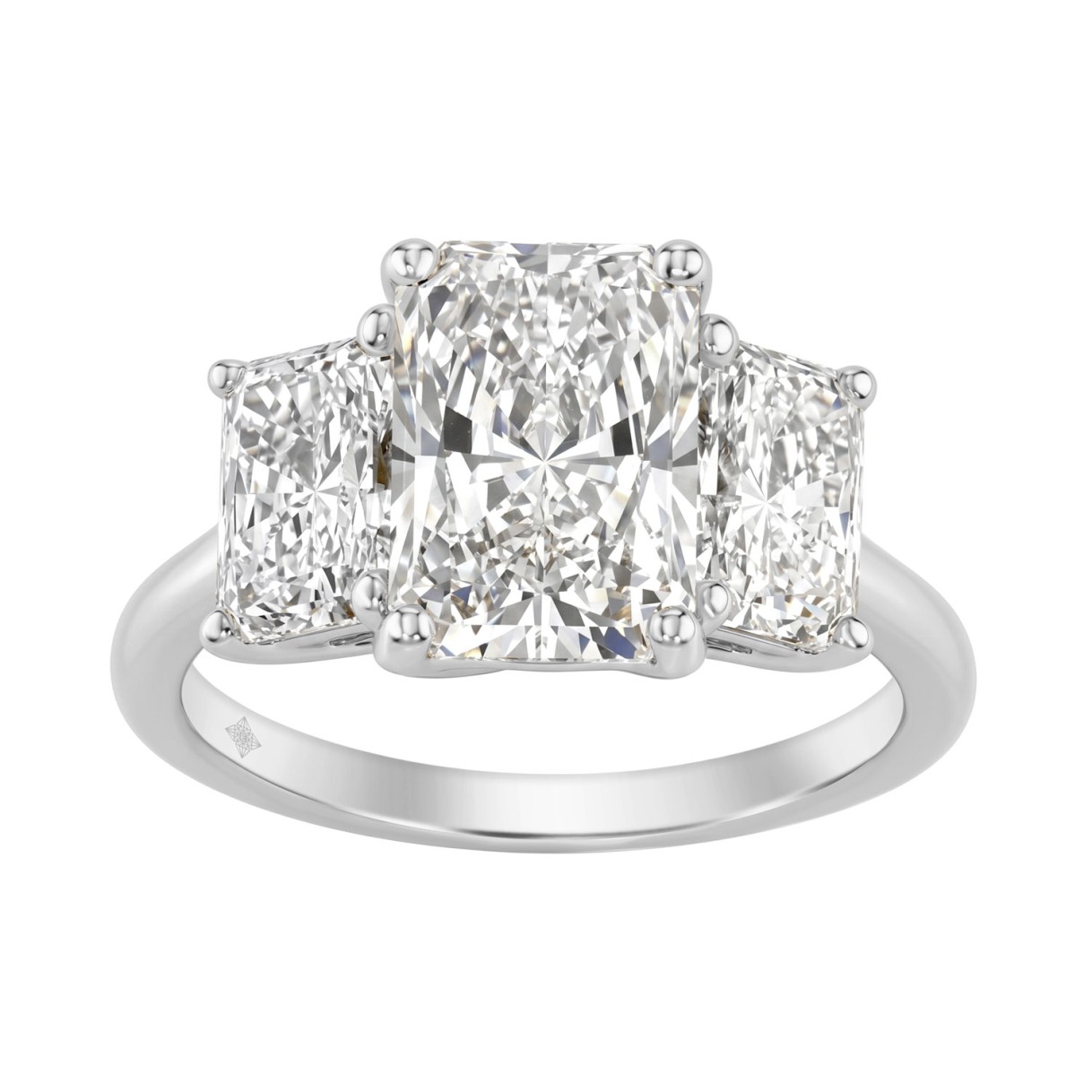 14K White Gold 5.00Ct Radiant Lab Grown Diamond Ring 3.00Ct Center Stone Emerald Diamond Three Stone Engagement Ring For Women (Color F-G Clarity Vs1 1 14K White Gold 5.00Ct Radiant Lab Grown Diamond Ring 3.00Ct Center Stone Emerald Diamond Three Stone Engagement Ring For Women (Color F-G Clarity Vs1 - Image 1