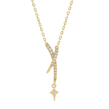 10K Yellow Gold Lab-Grown Diamond Star Charm Necklace 1/10Ct Round Dangle Necklace For Women (Color F-G -Clarity Vs1/Vs2)