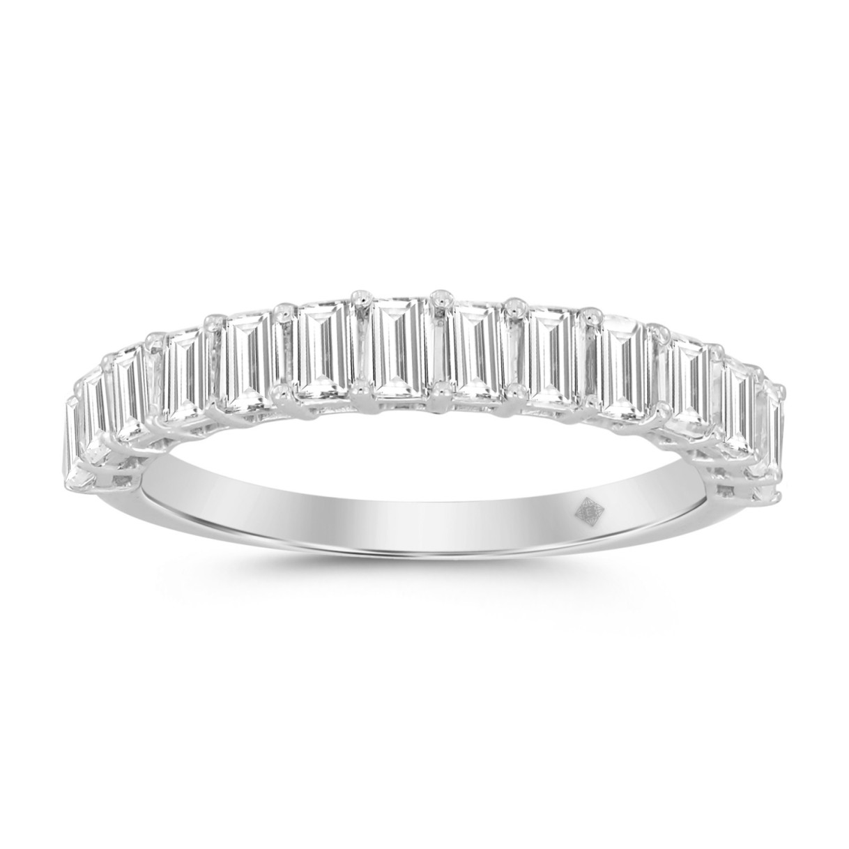 LADIES BAND 1 1/2CT EMERALD DIAMOND 14K WHITE GOLD 1 LADIES BAND 1 1/2CT EMERALD DIAMOND 14K WHITE GOLD - Image 1