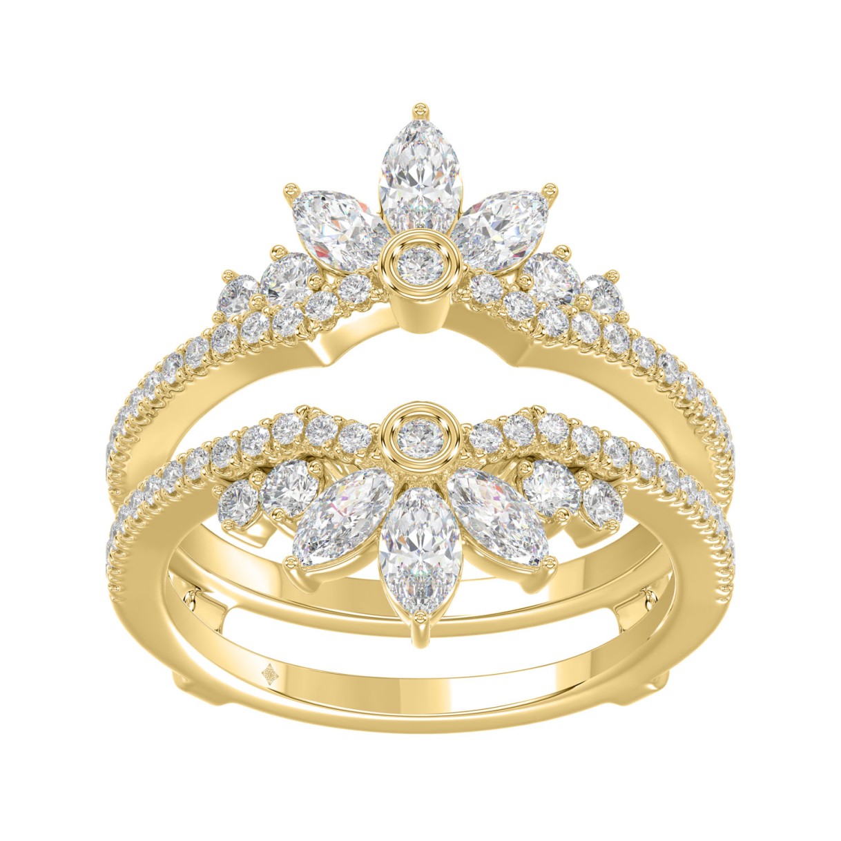 14K YELLOW GOLD 1 1/4CT ROUND/MARQUISE DIAMOND LADIES RING 1 14K YELLOW GOLD 1 1/4CT ROUND/MARQUISE DIAMOND LADIES RING - Image 1