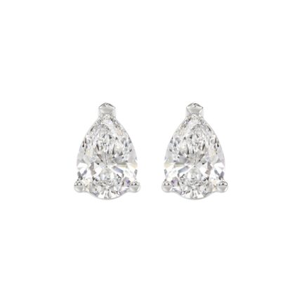 LADIES SOLITAIRE EARRINGS 4.00CT PEAR DIAMOND 14K WHITE GOLD