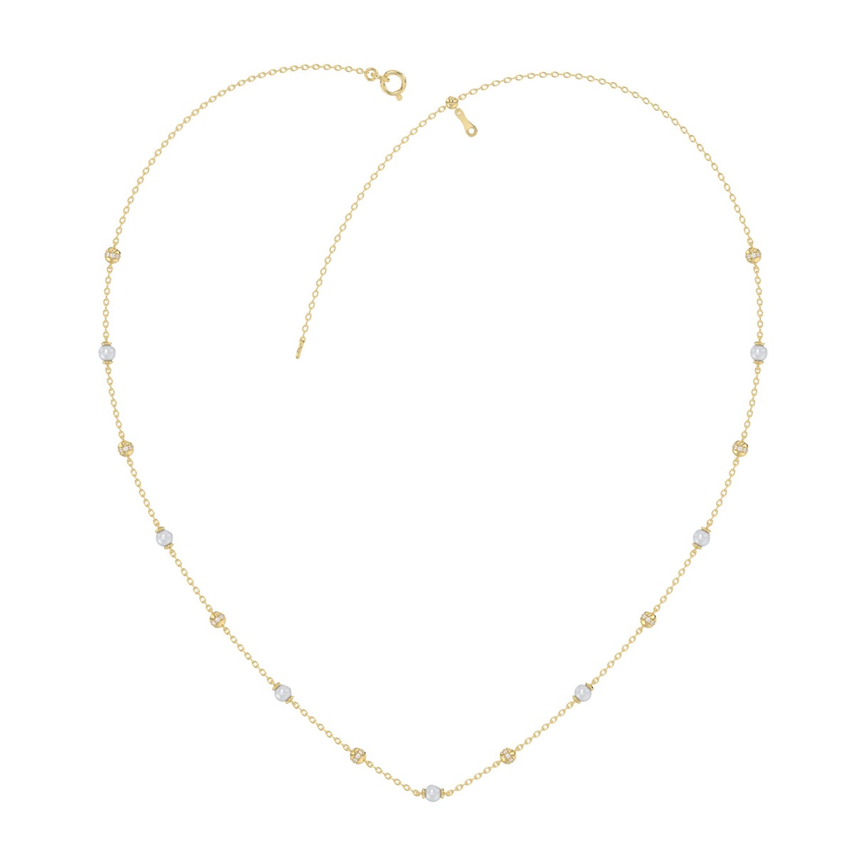 Luxury Round/Pearl Diamond Necklace 10K Yellow Gold 1/3CT Elegant Ladies Jewelry (Color F-G -Clarity VS1/VS2) 1 Luxury Round/Pearl Diamond Necklace 10K Yellow Gold 1/3CT Elegant Ladies Jewelry (Color F-G -Clarity VS1/VS2) - Image 1