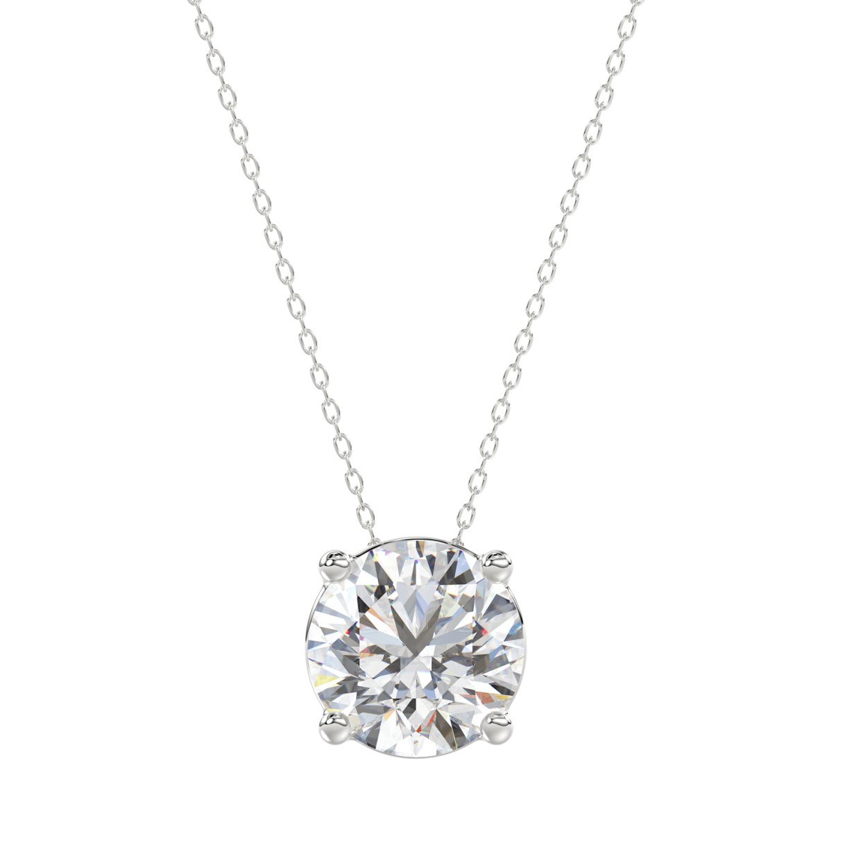 LADIES SOLITAIRE PENDANT WITH UNDER-PASS CHAIN 2 1/2CT ROUND DIAMOND 14K WHITE GOLD 1 LADIES SOLITAIRE PENDANT WITH UNDER-PASS CHAIN 2 1/2CT ROUND DIAMOND 14K WHITE GOLD - Image 1