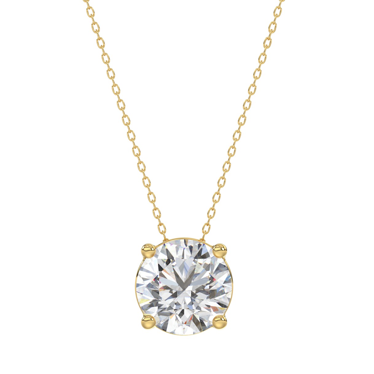 LADIES SOLITAIRE PENDANT WITH UNDER-PASS CHAIN 2 1/2CT ROUND DIAMOND 14K YELLOW GOLD 1 LADIES SOLITAIRE PENDANT WITH UNDER-PASS CHAIN 2 1/2CT ROUND DIAMOND 14K YELLOW GOLD - Image 1
