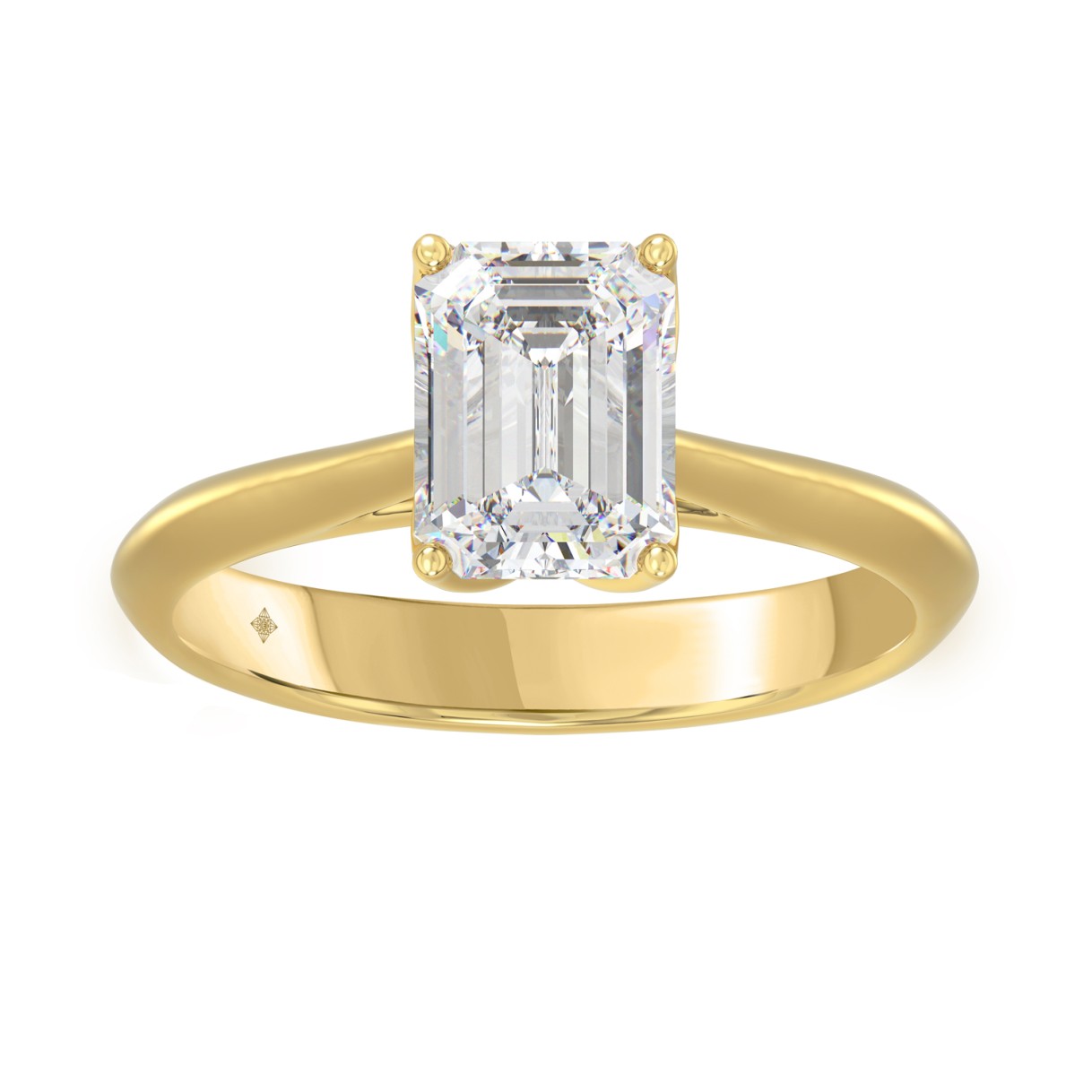 LADIES SOLITAIRE RING 2CT EMERALD DIAMOND 14K YELLOW GOLD 1 LADIES SOLITAIRE RING 2CT EMERALD DIAMOND 14K YELLOW GOLD - Image 1