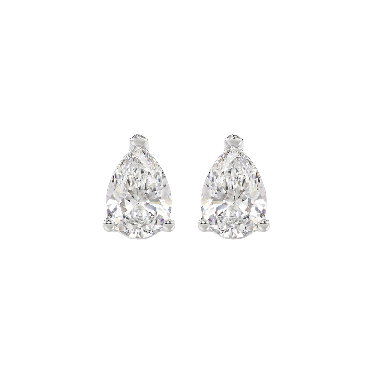 LADIES SOLITAIRE EARRINGS 2 1/2CT PEAR DIAMOND 14K WHITE GOLD 1 LADIES SOLITAIRE EARRINGS 2 1/2CT PEAR DIAMOND 14K WHITE GOLD - Image 1