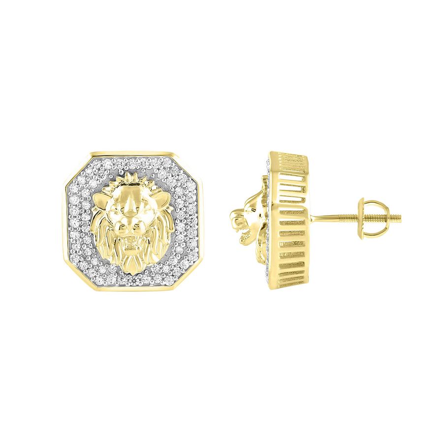 MEN'S STUD EARRINGS 0.50CT ROUND DIAMOND 10K YELLOW GOLD 1 MEN'S STUD EARRINGS 0.50CT ROUND DIAMOND 10K YELLOW GOLD - Image 1