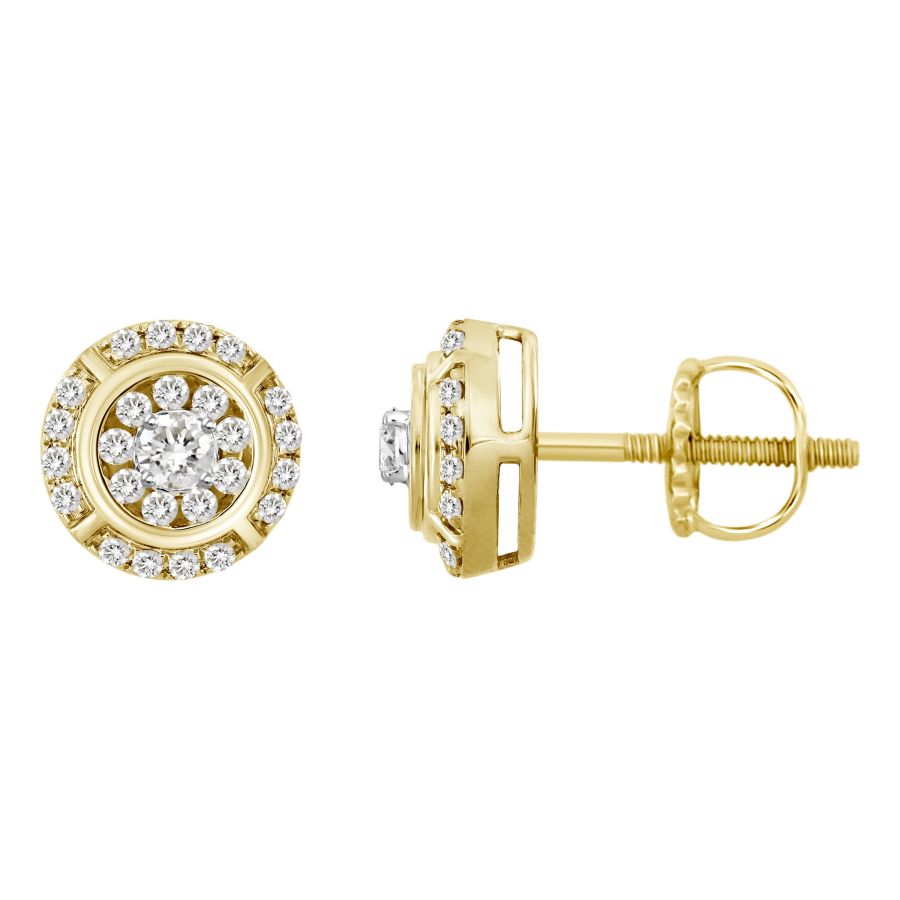 MEN'S STUD EARRINGS 1.00CT ROUND DIAMOND 10K YELLOW GOLD 1 MEN'S STUD EARRINGS 1.00CT ROUND DIAMOND 10K YELLOW GOLD - Image 1
