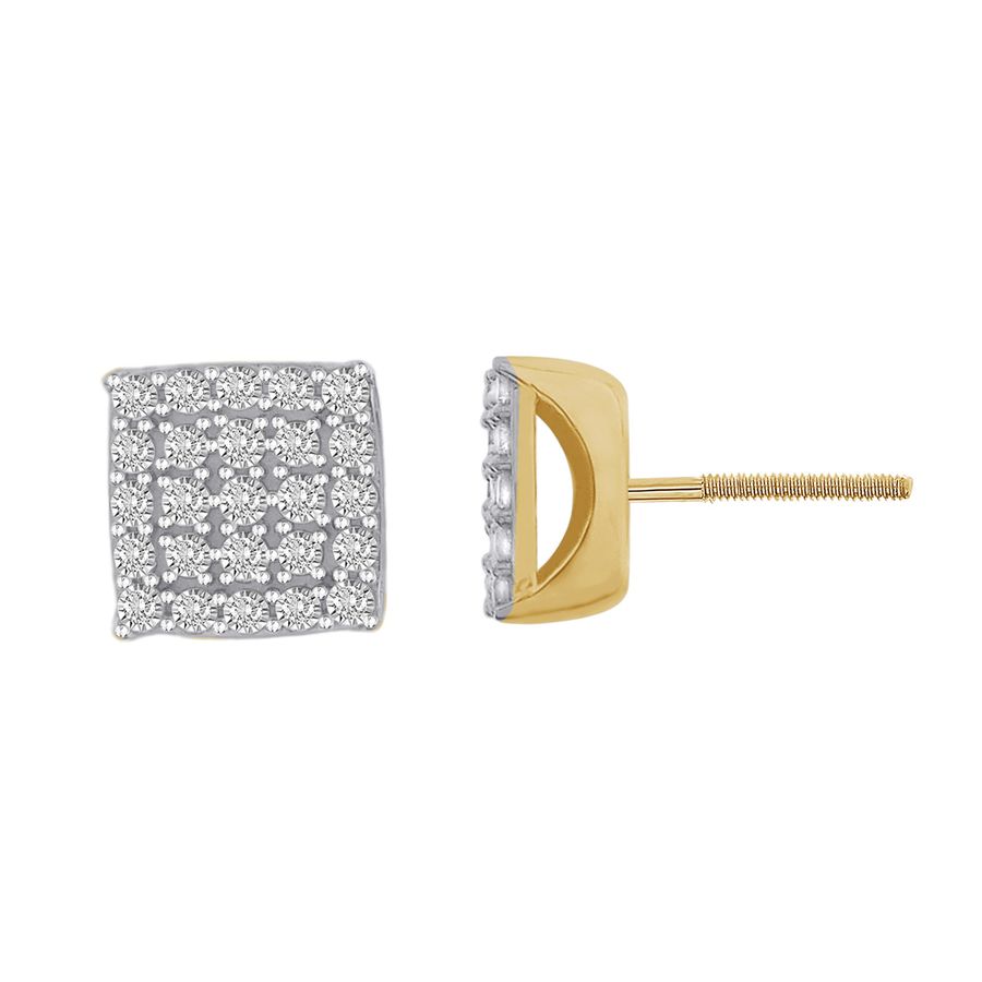 EARRINGS 1.00CT ROUND DIAMOND 10K YELLOW GOLD 1 EARRINGS 1.00CT ROUND DIAMOND 10K YELLOW GOLD - Image 1